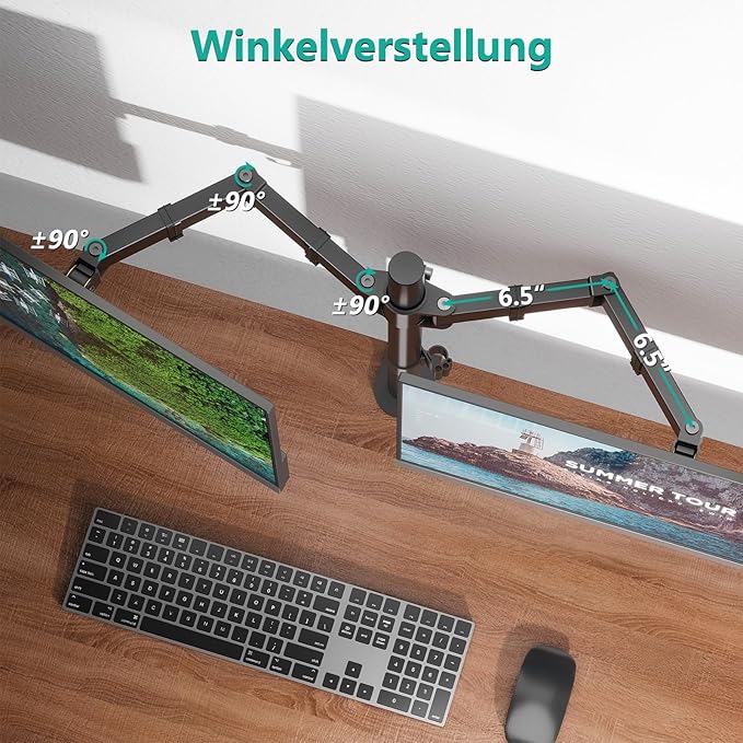 WALI Dual Monitor Stand for 13-27 inch Screens, Dual Monitor Mounts for 2 - Image 4