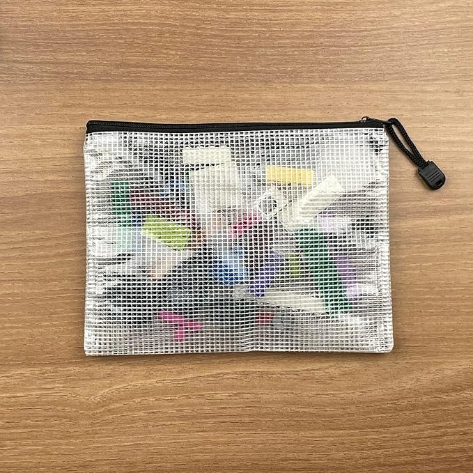 Plastic Mesh Zipper Pouch Document Folders Bag Zip File Bags - Image 6