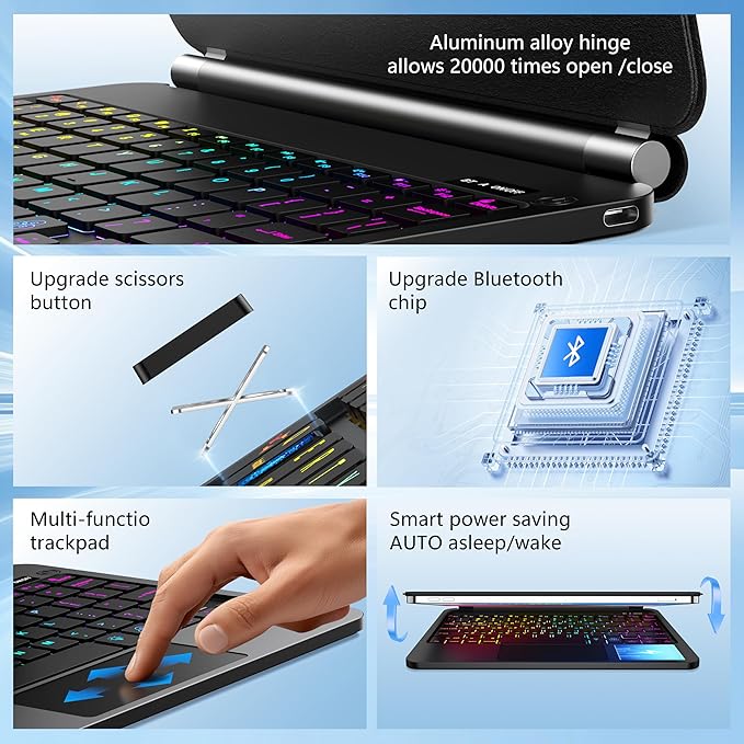 Keyboard Case for iPad Air 11-inch & iPad Pro 11 inch，Magic Magnetic Backlit - Image 4
