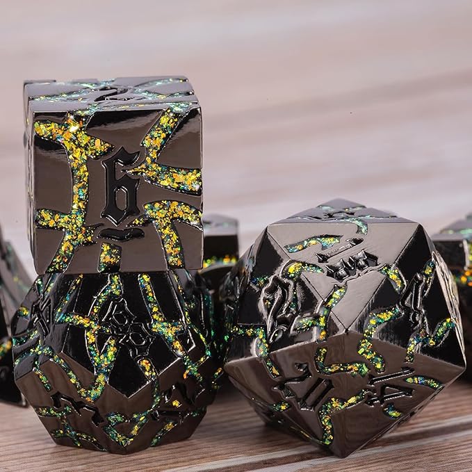 7PCS DND Dice Set, Metalli Crack Stripe Dice Set - Image 5