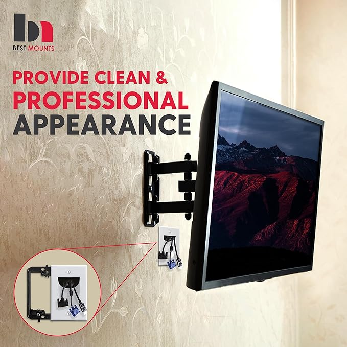 BestMounts - 1 Pack In Wall Cable Management Kit - Recessed Wall Plate Cable - Image 6