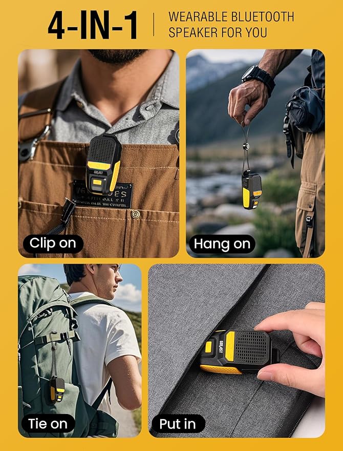 GBEAST Wearable Bluetooth Speaker, Clip-On Mini Portable Speakers All Day - Image 7