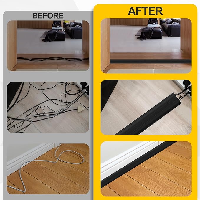 Floor Cable Cover 10Ft Heavy Duty PVC Floor Cable Protector Electric Cord Hider - Image 4