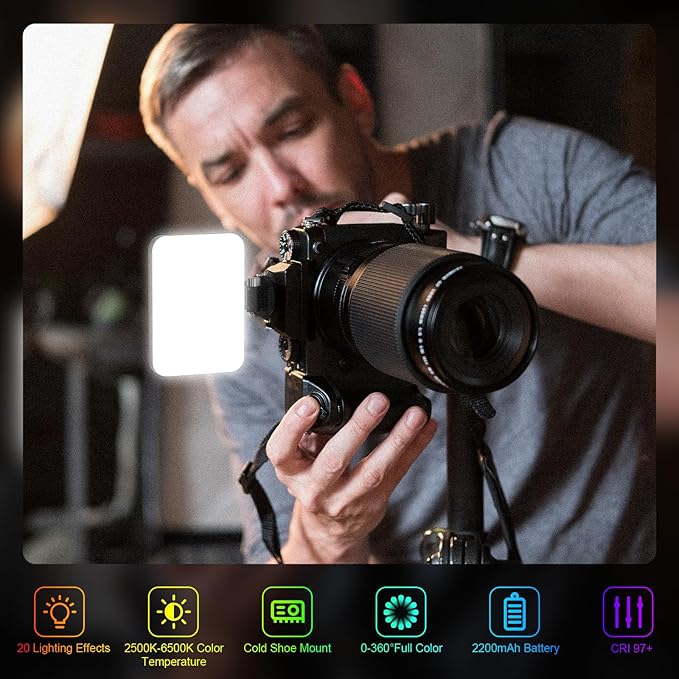 Hagibis RGB Camera Light, 360°Full Color Portable Video Light LED Photo Light w - Image 2