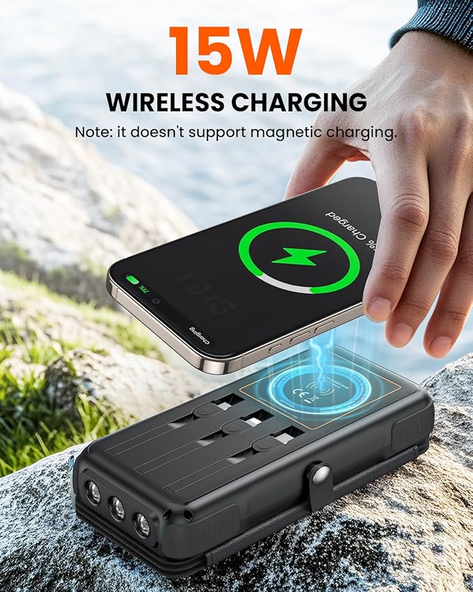 SOARAISE Wireless Solar Power Bank, 25000mAh Solar Charger - Image 6