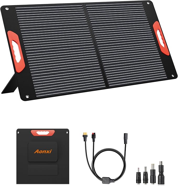 100W Portable Solar Panels for Power Station, 100 Watt ETFE Monocrystalline by Aonxi