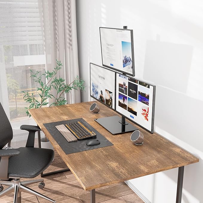 WALI Freestanding Triple Monitor Mount, Fully Adjustable Three Monitor Desk - Image 5
