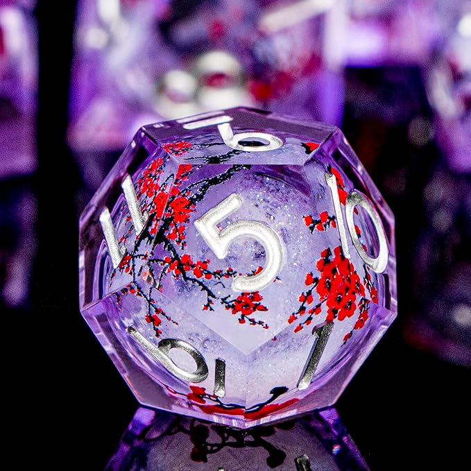 Plum Blossom DND Dice Purple Liquid Core Dice Set - Image 4
