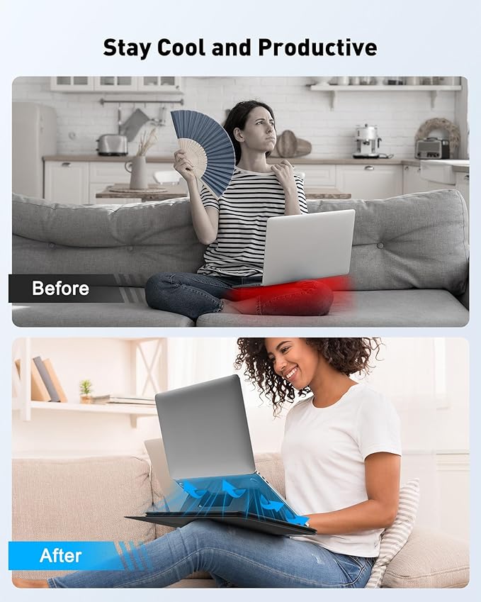 AboveTEK Adjustable Laptop Lap Desk, 3 Ergonomic Angles, PU Leather Non-Slip - Image 3