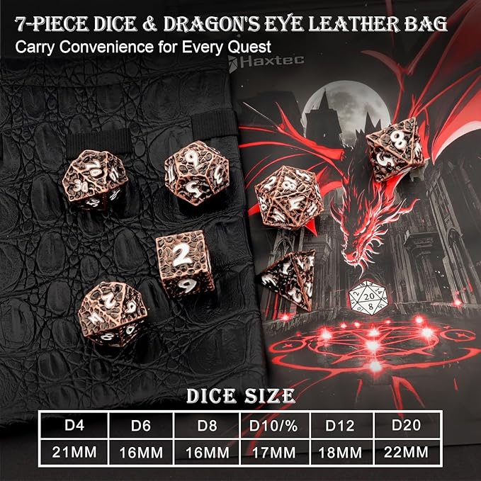 Haxtec Metal DND Dice Set Polyhedral D&D Dice Compatible - Image 9