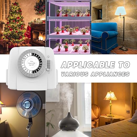 TiFFCOFiO Indoor Mechanical Light Timer, 3 Prong Plug in Outlet Timer, 2 - Image 6