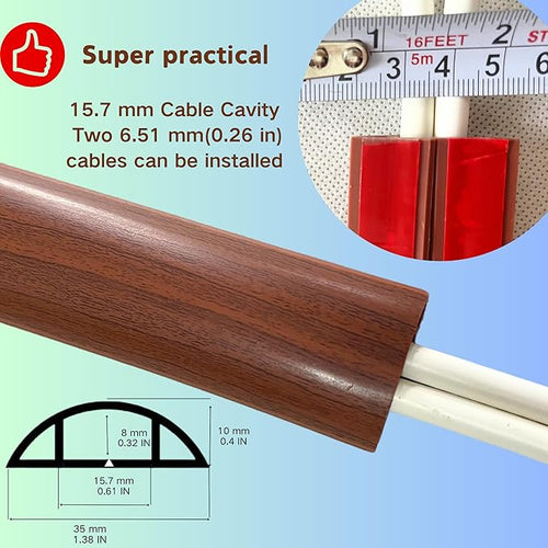 10ft Self Adhesive Floor Cord Cover, Cord Hider Floor, Cable Cavity:0.61" x - Image 2