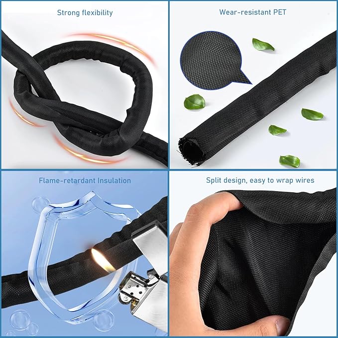 Cord Protectors from Pets No Chew, 3/8 inch 10ft Wire Protector Cord Covers - Image 6