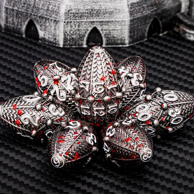 ARUOHHA DND Metal Dice Blood Splatter Dragon Egg Dice - Image 5