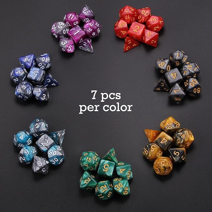 7 Sets Polyhedral Dice Set for Dungeons & Dragons/RPG, Complete D&D/DND Dice - Image 2