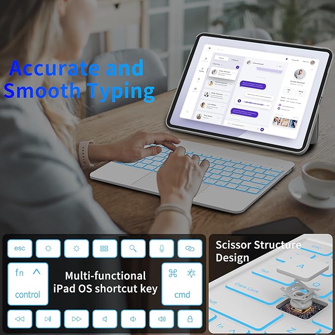 Keyboard Case for iPad 10th Generation and iPad 11th, Magnetic Detachable - Image 7
