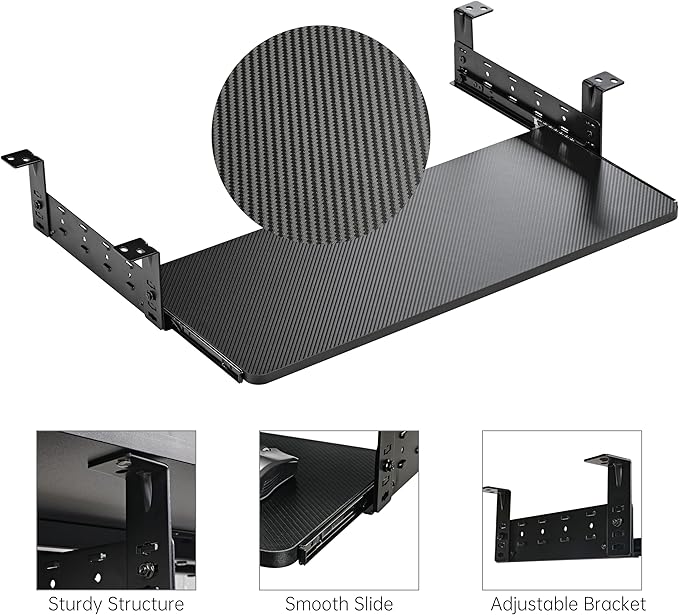 EUREKA ERGONOMIC Adjustable Keyboard Tray Under Desk, 28x11 Inch Large Slide - Image 6