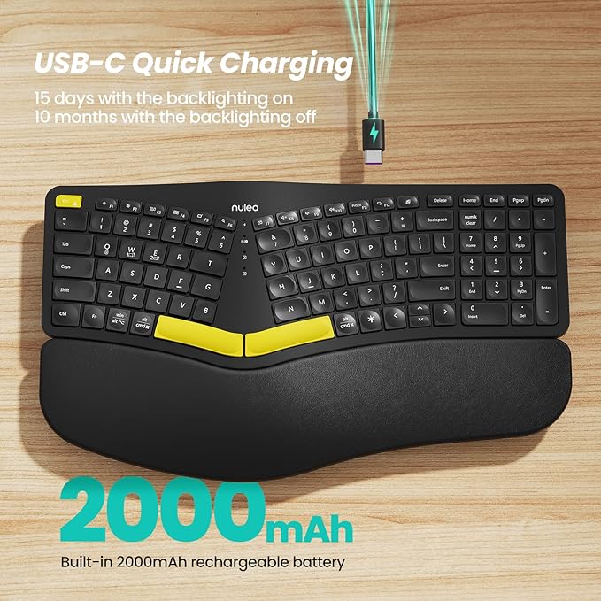 Nulea Wireless Ergonomic Keyboard, Split Keyboard - Image 3