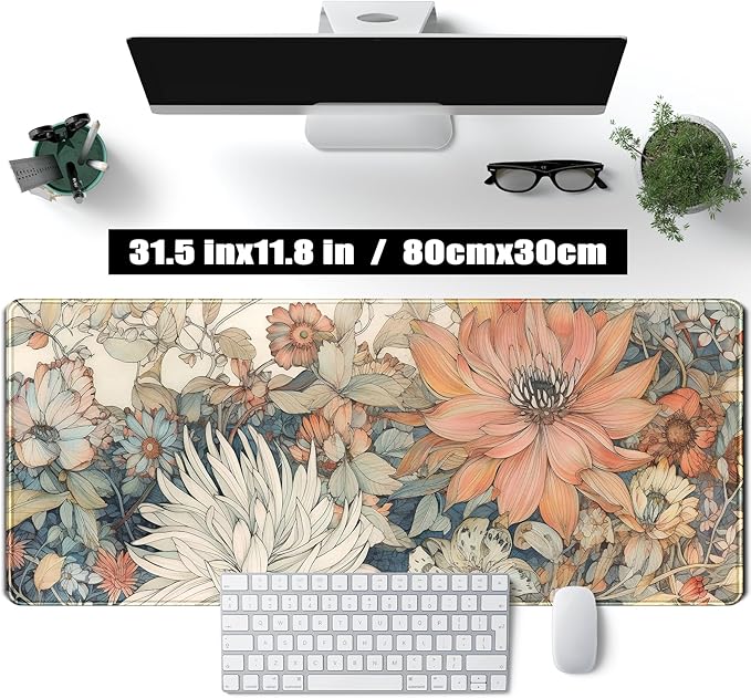 Japanese Minimalist Floral Desk Mat Aesthetic Flowers XL Large Extended Gaming - Image 2
