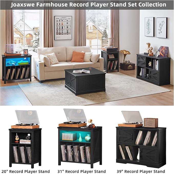 Large Record Player Stand with Vinyl Storage Up to 450 Albums, 39 Inch - Image 4