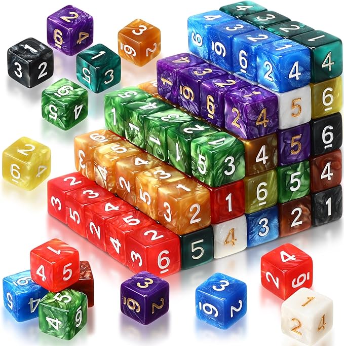 Poen 100 Pcs 16mm Dice Set Bulk, 6 Sided Standard Colored Dices by Poen