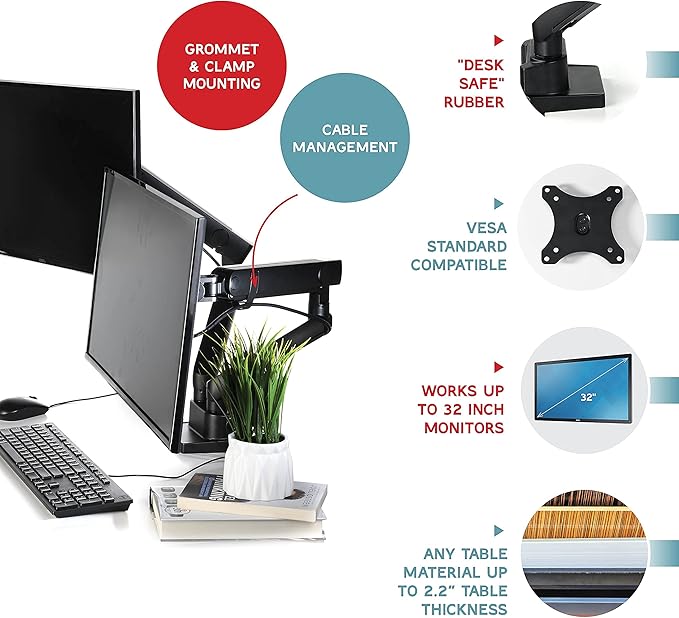 Dual Monitor Stand, Dual Monitor Arm, Dual Monitor Mount vesa Mount, soporte - Image 5