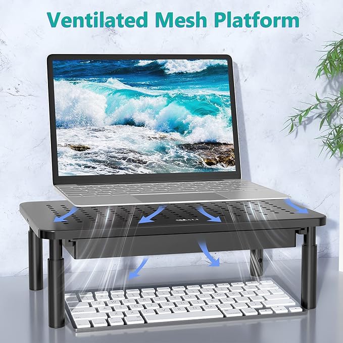WALI Dual Monitor Stand with Storage, Desk Monitor Riser 3 Height Adjustable - Image 6