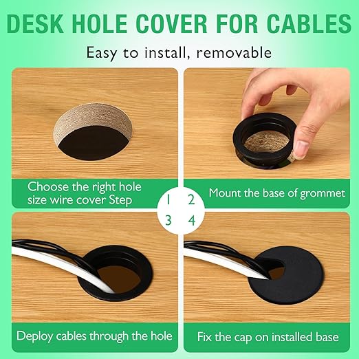 10 Pcs Desk Grommet 1-3/8" / 35 mm, Desk Cord Hole Cover, Cable Grommet ABS - Image 4