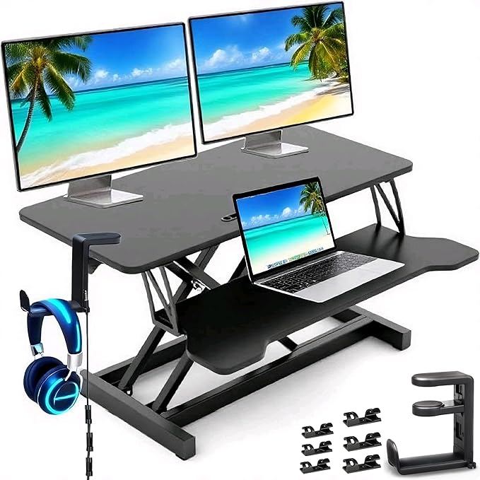 37-inch Standing Desk Converter, Height Adjustable Sit to Stand Up Workstation by Pwozvjd