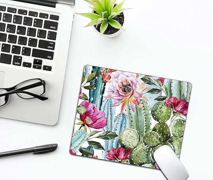 Cactus Painting Mouse Pad, Natural Floral Mousepad - Image 5