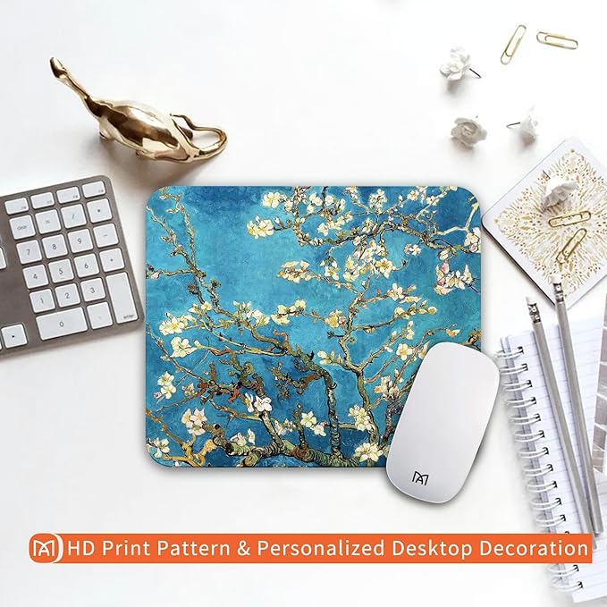Square Mouse Pad Apricot Flower, Personalized Premium-Textured Custom Mouse Mat - Image 6