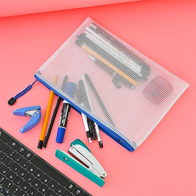 AUSTARK 20 Pcs Zipper File Bags, Plastic Mesh Pouch, Board Game Storage Bag - Image 4