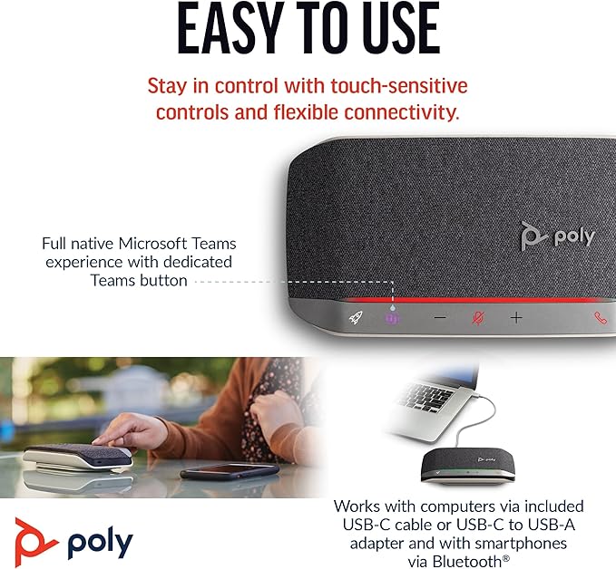 Poly Sync 20 USB-C Personal Portable Smart Speakerphone – Long Battery Life – - Image 5
