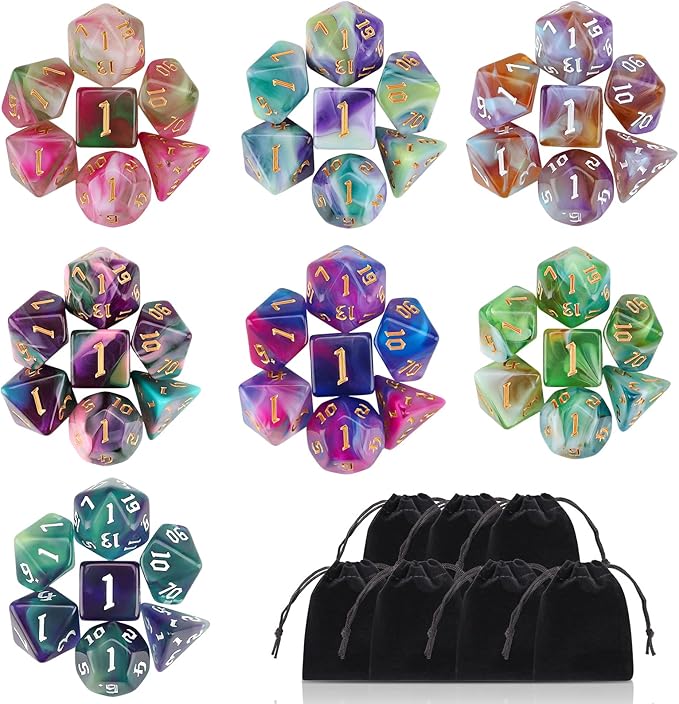 DND Dice Set, Surhugvy 7 X 7 Polyhedral Dice Set by Surhugvy