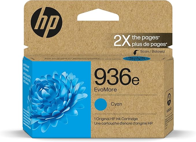 HP 936e EvoMore High Yield Cyan Ink Cartridge | Works OfficeJet 9120 Series by HP