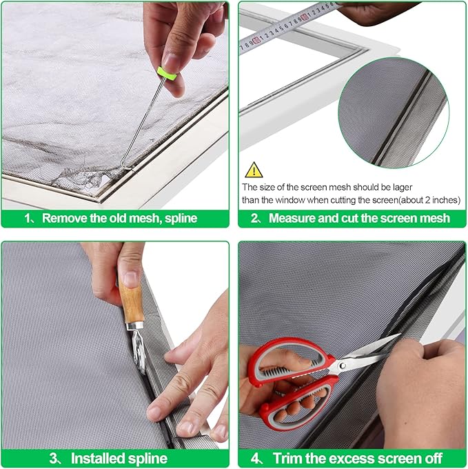 QWR Pet Proof Window Screens and Screen Door Replacement Kit, Patio and Windows. - Image 7
