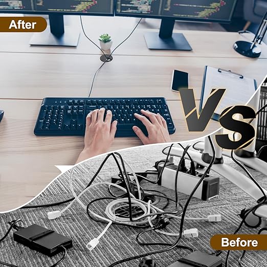 uxcell 6 Pcs 80mm Desk Grommet, Plastic Cable Hole Cover, Wire Cord Cable - Image 5