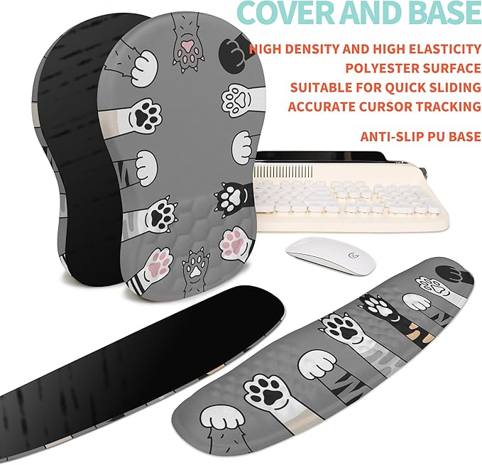 2-in-1 Ergonomic Set, Wave Rise Keyboard Wrist Rest and Massage Bulge Slope - Image 6
