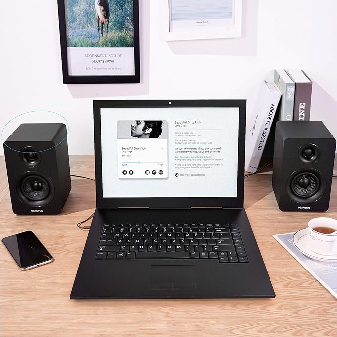 SW208 3" Active Bluetooth 5.0 Bookshelf Speakers – 60W Carbon Fiber Speaker Unit - Image 5