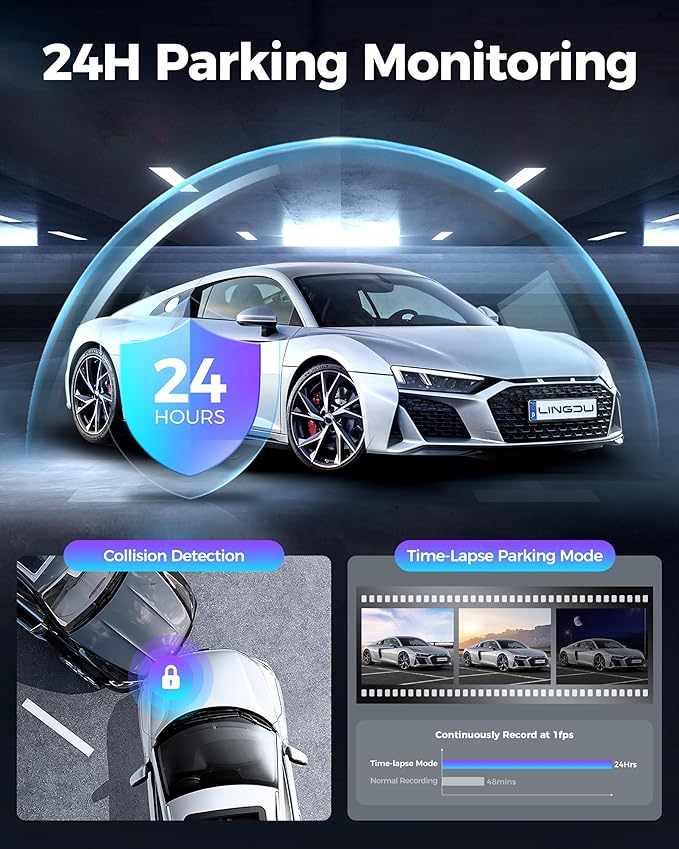 12" Mirror Dash Cam, 4K UHD Front and 2.5K Rear View Dash Camera - Image 5