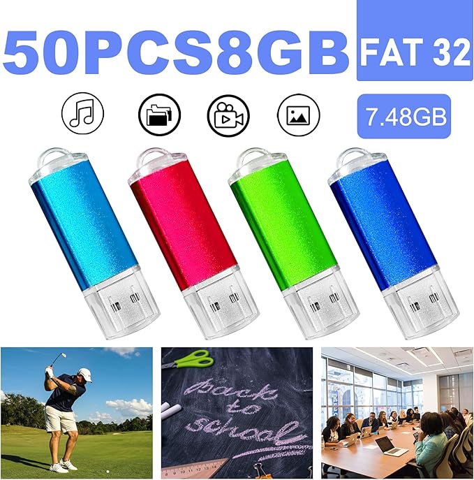 USB Thumb Drive 8GB Flash Drive 50 Pack, Nicepicten FAT32 Memorias USB 2.0 - Image 3