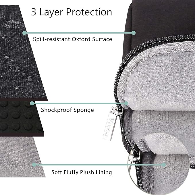 Voova Laptop Bag 15.6 Inch, Waterproof Computer Sleeve Carrying Case - Image 3