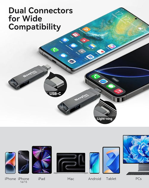 128GB Flash Drive for iPhone iPad, USB3.0 High-Speed Memory Stick No App Needed - Image 2