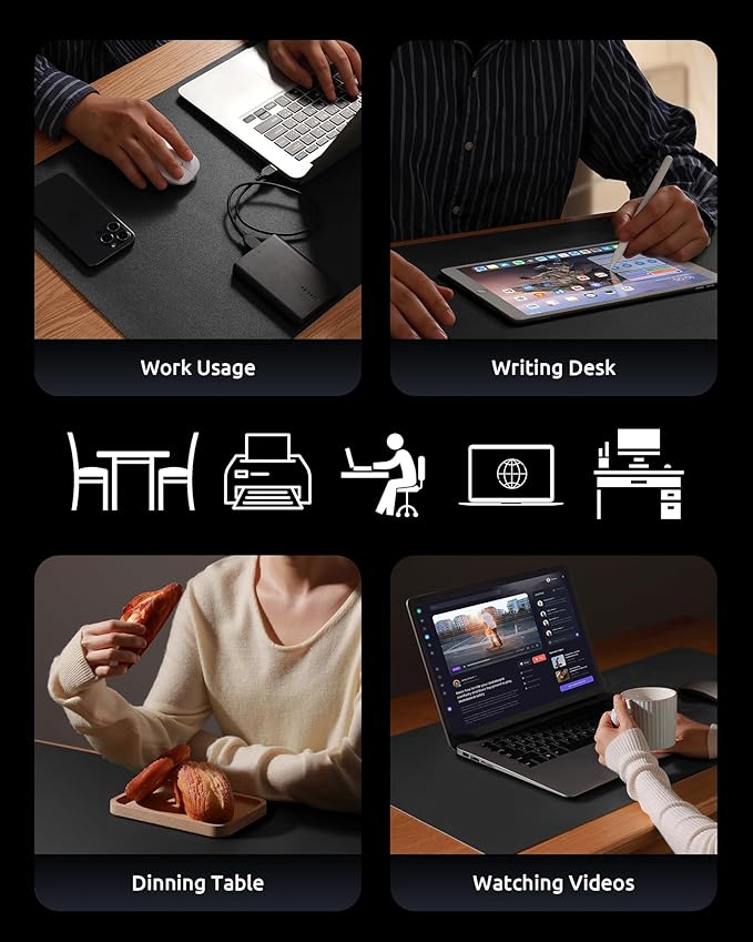 YSAGi Desk Mat, Desk Pad, Waterproof Desk Pad, 35.4" x 17" Laptop Leather Desk - Image 8