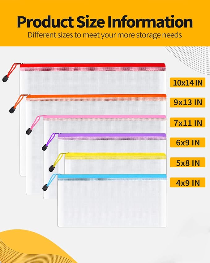 SUNEE Multisize Mesh Zipper Pouch, Mesh Bags - Image 2