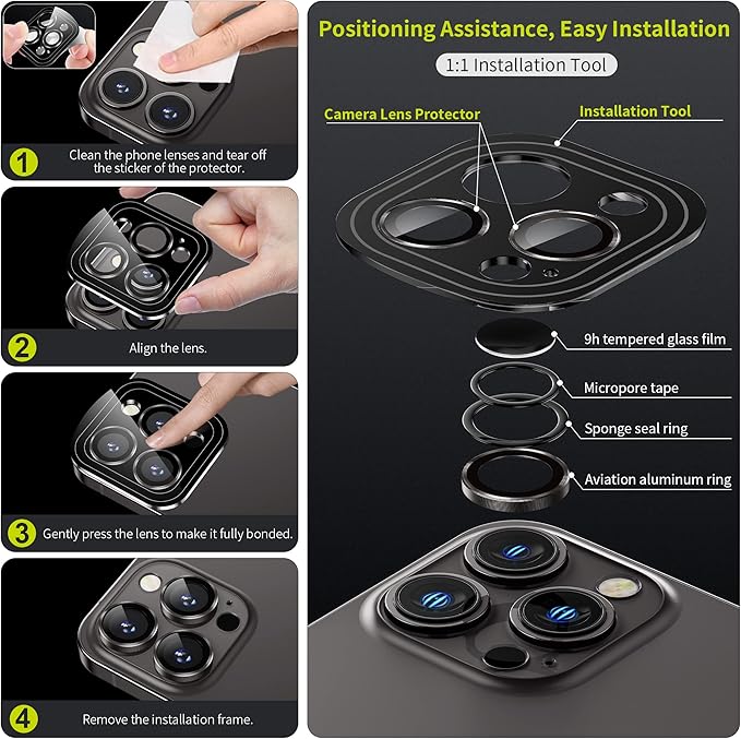 WSKEN for iPhone 14 Pro/iPhone 14 Pro Max Camera Lens Protector, HD Tempered - Image 2