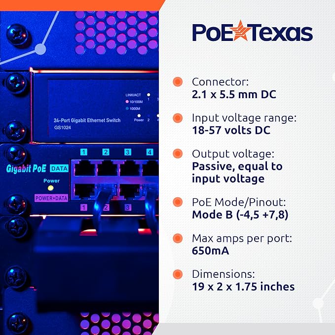 PoE Texas 24 Port PoE Injector - Image 4
