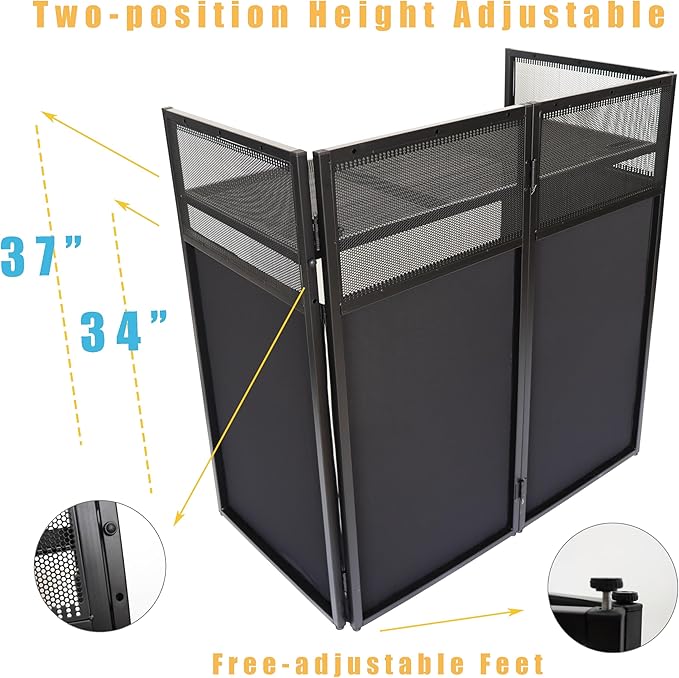 Portable DJ Booth DJ Facade DJ Table Station Two-position Height Adjustable - Image 2