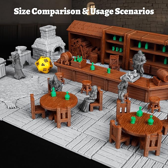 74 Pcs Tavern Bar Furniture RPG Terrain Set – Detailed DND Accessories - Image 4