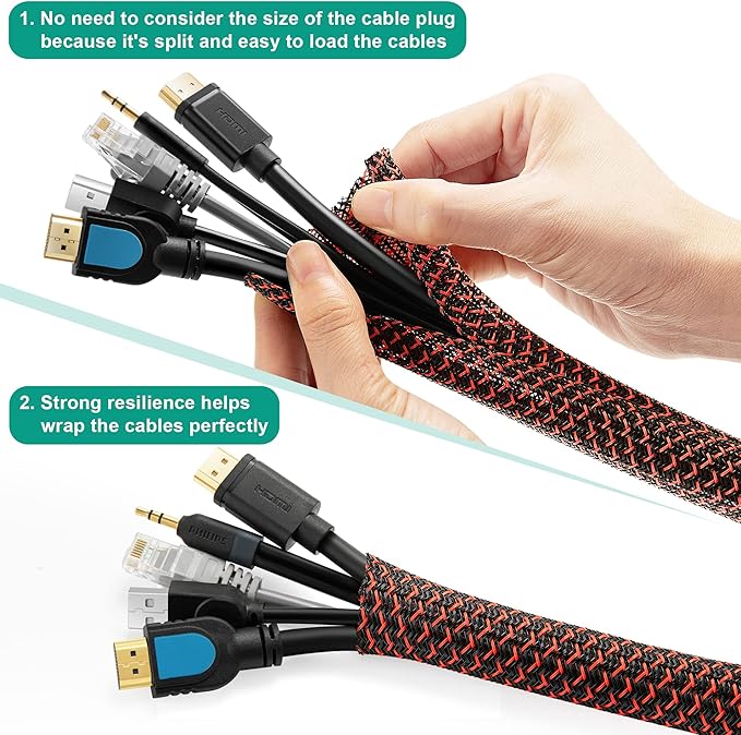 ZhiYo 6.6ft - 1/2 inch Cable Sleeve, Cord Wrap Wire Protector Tubing - Image 3